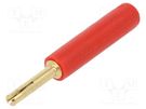Adapter; 2mm banana; red; gold-plated; 28.5mm; Type: non-insulated STÄUBLI