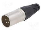 Plug; XLR; male; PIN: 4; straight; for cable; soldering; silver CLIFF