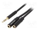 Cable; Jack 3.5mm socket x2,Jack 3.5mm plug; black VENTION