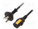 Cable; 3x1mm2; GB 2099 plug,IEC C13 female; PVC; 2m; with locking SCHURTER