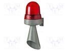 Signaller: lighting-sound; 24VDC; horn,continuous light; LED; red WERMA