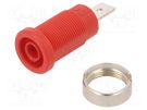 Socket; 4mm banana; 36A; red; nickel plated; on panel,screw; 5mΩ ELECTRO-PJP