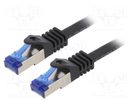 Patch cord; S/FTP; 6a; stranded; Cu; LSZH; black; 0.5m; 26AWG LOGILINK