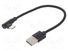 Cable; USB 2.0; USB A plug,USB C angled plug; 0.2m; black GEMBIRD