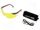 Safety spectacles; Lens: yellow; Resistance to: UV rays; Kit: case LAHTI PRO