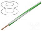 Wire; H05V-K,LgY; stranded; Cu; 0.35mm2; PVC; white-green; 200m BQ CABLE