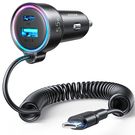 Joyroom 3 in 1 fast car charger with USB Type C cable 1.6m 60W black (JR-CL07), Joyroom
