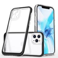 Clear 3in1 case for iPhone 11 Pro Max case gel cover with frame black, Hurtel