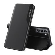 Eco Leather View Case elegant case with a flip cover and stand function for Samsung Galaxy S22 + (S22 Plus) black, Hurtel