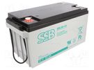 Re-battery: acid-lead; 12V; 65Ah; AGM; maintenance-free; 21kg SSB