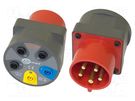Three-phase adapter; 32A; banana socket x5,CEE plug x5 SONEL