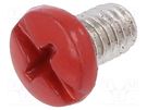 Screw; M4x6.4; 0.7; Head: cheese head; Phillips,slotted; brass; red KEYSTONE