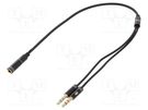 Cable; Jack 3.5mm 3pin plug x2,Jack 3.5mm 4pin socket; 0.2m GEMBIRD