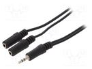 Cable; Jack 3.5mm 3pin plug,Jack 3.5mm socket x2; 5m; black; PVC GEMBIRD