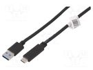 Cable; USB 3.0; USB A socket,USB C plug; 1.8m QOLTEC