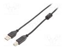 Cable; USB 2.0; USB A plug,USB B plug; nickel plated; 3m; black GEMBIRD