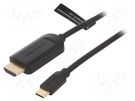 Adapter; HDMI 1.4; HDMI plug,USB C plug; gold-plated; 1.5m; PVC VENTION