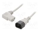Cable; 3x1mm2; IEC C13 female 90°,IEC C14 male; PVC; 1.8m; grey LIAN DUNG