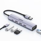 Ugreen multifunctional adapter HUB USB 3.0 - 3 x USB / Ethernet RJ-45 / USB Type C PD gray (CM475), Ugreen