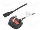 Cable; 3x0.75mm2; BS 1363 (G) plug,IEC C7 female; 1.8m; black LOGILINK