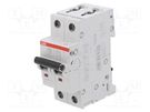 Circuit breaker; 400VAC; Inom: 2A; Poles: 2; for DIN rail mounting ABB
