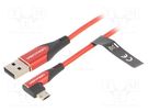 Cable; USB 2.0; USB A plug,USB B micro reversible angled plug VENTION