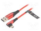 Cable; USB 2.0; USB A plug,USB B micro reversible angled plug VENTION
