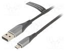 Cable; USB 2.0; USB A plug,USB B micro reversible plug; 0.5m VENTION