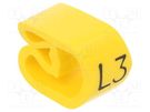 Markers; Marking: L3; 8÷16mm; PVC; yellow; -30÷60°C; leaded; PA-3 PARTEX