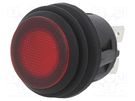 Switch: push-button; Pos: 2; SPST; 20A/14VDC; red; Illumin: LED; PB SWITCH COMPONENTS