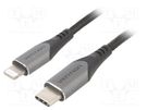 Cable; USB 2.0; Apple Lightning plug,USB C plug; 1.5m; black VENTION