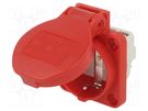 Connector: AC supply; socket; 2P+PE; 250VAC; 16A; red; PIN: 3; IP54 PCE