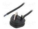 Cable; 3x1mm2; BS 1363 (G) plug,wires; PVC; 1m; black; 13A; 250V LIAN DUNG