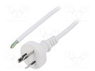 Cable; 3x0.75mm2; AS/NZS 3112 (I) plug,wires; PVC; 1.5m; white LIAN DUNG