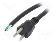 Cable; 3x16AWG; NEMA 5-15 (B) plug,wires; PVC; 2m; black; 13A; 125V LIAN DUNG