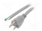 Cable; 3x16AWG; NEMA 5-15 (B) plug,wires; PVC; 5m; grey; 13A; 125V LIAN DUNG