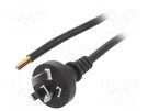 Cable; 3x0.75mm2; AS/NZS 3112 (I) plug,wires; PVC; 1.8m; black LIAN DUNG