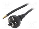 Cable; 3x0.75mm2; AS/NZS 3112 (I) plug,wires; PVC; 1m; black; 10A LIAN DUNG
