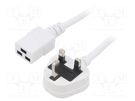 Cable; 3x1.5mm2; BS 1363 (G) plug,IEC C19 female; PVC; 2m; white LIAN DUNG