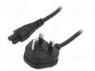 Cable; 3x0.75mm2; BS 1363 (G) plug,IEC C5 female; PVC; 1m; black LIAN DUNG