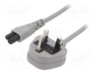 Cable; 3x0.75mm2; BS 1363 (G) plug,IEC C5 female; PVC; 1m; grey LIAN DUNG