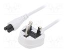 Cable; 3x0.75mm2; BS 1363 (G) plug,IEC C5 female; PVC; 5m; white LIAN DUNG