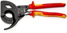 KNIPEX 95 36 320 Cable Cutter (ratchet principle, 3-stage) insulated with multi-component grips, VDE-tested black atramentized 320 mm