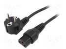 Cable; CEE 7/7 (E/F) plug angled,IEC C13 female; 5m; black; 10A SCHAFFNER