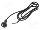 Cable; 2x1mm2; CEE 7/17 (C) plug,wires; PUR; 2m; black; 10A; 230V PLASTROL