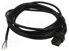 Cable; IEC C19 female,wires; 5m; with IEC LOCK locking; black SCHAFFNER