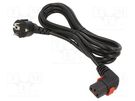 Cable; CEE 7/7 (E/F) plug angled,IEC C13 female 90°; 3m; black SCHAFFNER