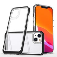 Clear 3in1 case for iPhone 14 Plus silicone cover with frame black, Hurtel