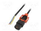 Cable; IEC C13 female,wires; 3m; with IEC LOCK+ locking; black SCHAFFNER