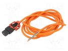 Cable; IEC C13 female,wires; 3m; with IEC LOCK+ locking; orange SCHAFFNER